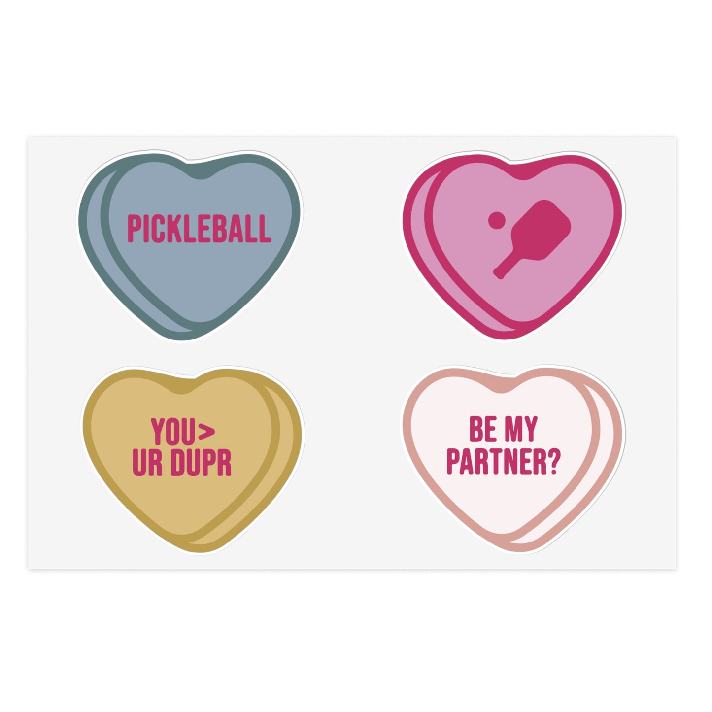 Pickleball Valentine's Sticker Sheet